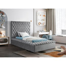  Color_Grey  Size_Twin  -- Bliss Grey Velvet Upholstered Twin Bed IMAGE 3