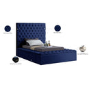  Color_Navy  Size_Twin  -- Bliss Navy Velvet Upholstered Twin Bed IMAGE 10