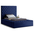  Color_Navy Size_Twin -- Bliss Navy Velvet Upholstered Twin Bed IMAGE 1