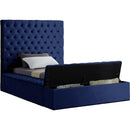  Color_Navy  Size_Twin  -- Bliss Navy Velvet Upholstered Twin Bed IMAGE 2