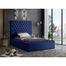  Color_Navy  Size_Twin  -- Bliss Navy Velvet Upholstered Twin Bed IMAGE 3