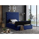  Color_Navy  Size_Twin  -- Bliss Navy Velvet Upholstered Twin Bed IMAGE 4