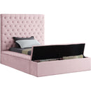  Color_Pink  Size_Twin  -- Bliss Pink Velvet Upholstered Twin Bed IMAGE 2
