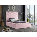  Color_Pink  Size_Twin  -- Bliss Pink Velvet Upholstered Twin Bed IMAGE 3