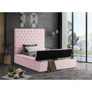  Color_Pink  Size_Twin  -- Bliss Pink Velvet Upholstered Twin Bed IMAGE 4