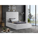  Color_White  Size_Twin  -- Bliss White Velvet Upholstered Twin Bed IMAGE 3