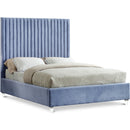  Color_Sky Blue  Size_Full  -- Candace Sky Blue Velvet Upholstered Full Bed IMAGE 1
