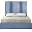  Color_Sky Blue  Size_King  -- Candace Sky Blue Velvet Upholstered King Bed IMAGE 2