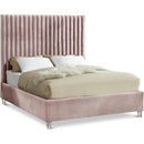  Color_Pink  Size_Queen  -- Candace Pink Velvet Upholstered Queen Bed IMAGE 1