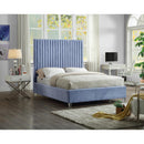  Color_Sky Blue  Size_Queen  -- Candace Sky Blue Velvet Upholstered Queen Bed IMAGE 3