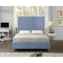  Color_Sky Blue  Size_Queen  -- Candace Sky Blue Velvet Upholstered Queen Bed IMAGE 4