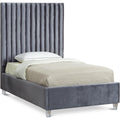  Color_Grey Size_Twin -- Meridian Candace Upholstered Panel Bed IMAGE 1