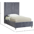  Color_Grey  Size_Twin  -- Candace Grey Velvet Upholstered Twin Bed IMAGE 4
