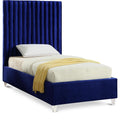  Color_Navy Size_Twin -- Candace Navy Velvet Upholstered Twin Bed IMAGE 1