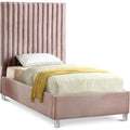  Color_Pink Size_Twin -- Candace Pink Velvet Upholstered Twin Bed IMAGE 1
