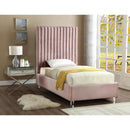  Color_Pink  Size_Twin  -- Candace Pink Velvet Upholstered Twin Bed IMAGE 2