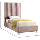  Color_Pink  Size_Twin  -- Candace Pink Velvet Upholstered Twin Bed IMAGE 4