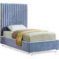  Color_Sky Blue Size_Twin -- Candace Sky Blue Velvet Upholstered Twin Bed IMAGE 1