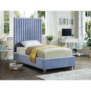  Color_Sky Blue  Size_Twin  -- Candace Sky Blue Velvet Upholstered Twin Bed IMAGE 2