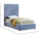  Color_Sky Blue  Size_Twin  -- Candace Sky Blue Velvet Upholstered Twin Bed IMAGE 4