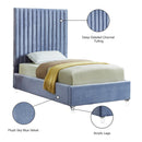  Color_Sky Blue  Size_Twin  -- Candace Sky Blue Velvet Upholstered Twin Bed IMAGE 5