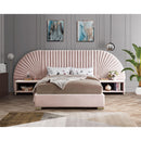  Color_Gold/ Pink  Size_King  -- Cleo Pink Velvet Upholstered King Bed IMAGE 4