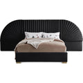  Color_Black/ Gold Size_Queen -- Meridian Cleo Upholstered Panel Bed IMAGE 1