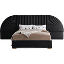  Color_Black/ Gold  Size_Queen  -- Cleo Black Velvet Upholstered Queen Bed IMAGE 1