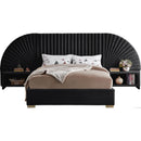  Color_Black/ Gold  Size_Queen  -- Cleo Black Velvet Upholstered Queen Bed IMAGE 3