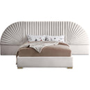  Color_Cream/ Gold  Size_Queen  -- Cleo Cream Velvet Upholstered Queen Bed IMAGE 1