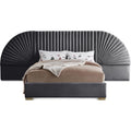  Color_Gold/ Grey Size_Queen -- Cleo Grey Velvet Upholstered Queen Bed IMAGE 1