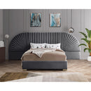  Color_Gold/ Grey  Size_Queen  -- Cleo Grey Velvet Upholstered Queen Bed IMAGE 2