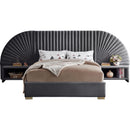  Color_Gold/ Grey  Size_Queen  -- Cleo Grey Velvet Upholstered Queen Bed IMAGE 3