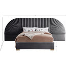  Color_Gold/ Grey  Size_Queen  -- Cleo Grey Velvet Upholstered Queen Bed IMAGE 5