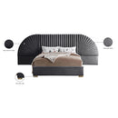  Color_Gold/ Grey  Size_Queen  -- Cleo Grey Velvet Upholstered Queen Bed IMAGE 6