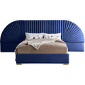  Color_Gold/ Navy Size_Queen -- Cleo Navy Velvet Upholstered Queen Bed IMAGE 1