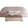  Color_Gold/ Pink Size_Queen -- Cleo Pink Velvet Upholstered Queen Bed IMAGE 1