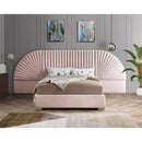  Color_Gold/ Pink  Size_Queen  -- Cleo Pink Velvet Upholstered Queen Bed IMAGE 2
