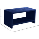  Color_Blue/ Gold -- Cleo Navy Velvet Upholstered Nightstand IMAGE 5