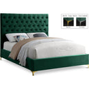  Color_Green  Size_Queen  -- Cruz Green Velvet Upholstered Queen Bed IMAGE 1