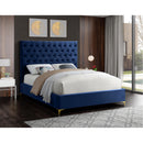  Color_Navy  Size_Queen  -- Cruz Navy Velvet Upholstered Queen Bed IMAGE 4