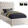  Color_Cream Size_Twin -- Cruz Cream Velvet Upholstered Twin Bed IMAGE 1