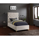  Color_Cream  Size_Twin  -- Cruz Cream Velvet Upholstered Twin Bed IMAGE 3