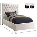  Color_Cream  Size_Twin  -- Cruz Cream Velvet Upholstered Twin Bed IMAGE 5