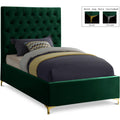  Color_Green Size_Twin -- Cruz Green Velvet Upholstered Twin Bed IMAGE 1