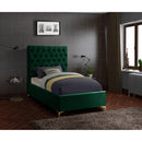  Color_Green  Size_Twin  -- Cruz Green Velvet Upholstered Twin Bed IMAGE 3