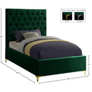  Color_Green  Size_Twin  -- Cruz Green Velvet Upholstered Twin Bed IMAGE 5