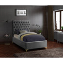  Color_Grey  Size_Twin  -- Cruz Grey Velvet Upholstered Twin Bed IMAGE 3