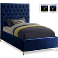  Color_Navy Size_Twin -- Cruz Navy Velvet Upholstered Twin Bed IMAGE 1