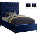  Color_Navy  Size_Twin  -- Cruz Navy Velvet Upholstered Twin Bed IMAGE 2